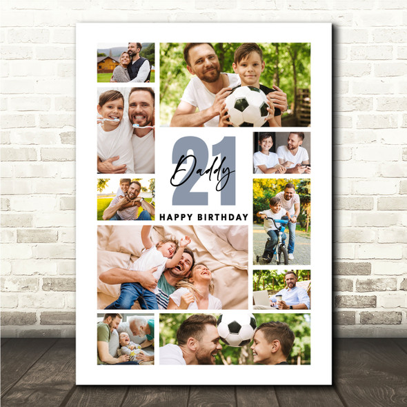 Photo Collage 21st Birthday Personalised Gift For Daddy 10-Photo Print Or Canvas