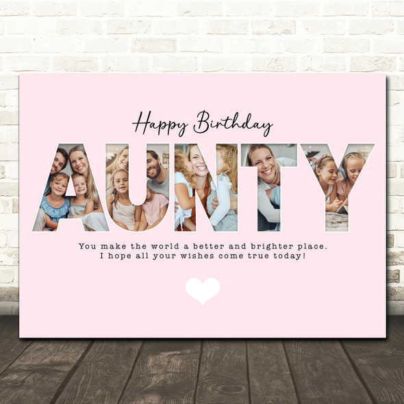 Photo Collage Pink 5-Photo Birthday Personalised Gift For Aunty Print Or Canvas Photo Collage Pink 5-Photo Birthday Personalised Gift For Aunty Print Or Canvas