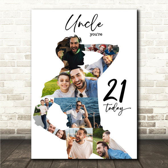 Photo Collage 21st Birthday Personalised Gift For Uncle 9-Photo Print Or Canvas