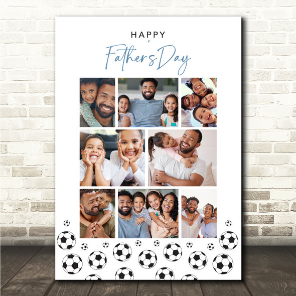 Photo Collage Father's Day Personalised Gift 8-Photo Footballs Print Or Canvas