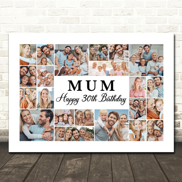 Photo Collage 30th Birthday Personalised Gift For Mum 22-Photo Print Or Canvas