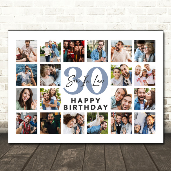 Photo Collage 30th Birthday Personalised Gift For Son 20-Photo Print Or Canvas