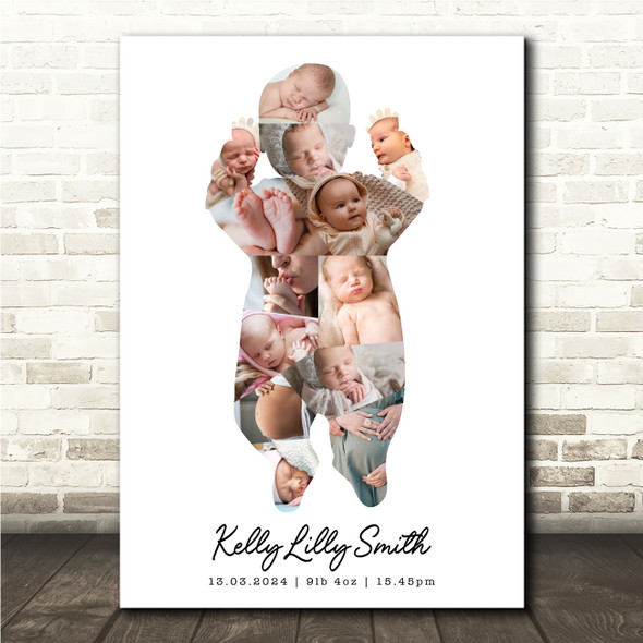 Photo Collage Personalised Gift For New Baby 13-Photo Baby Print Or Canvas