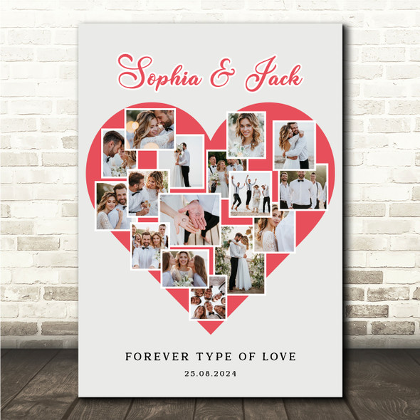 Photo Collage Wedding Personalised Gift 16-Photo Red Heart Print Or Canvas Photo Collage Wedding Personalised Gift 16-Photo Red Heart Print Or Canvas