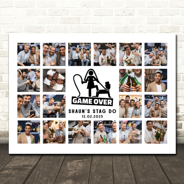 Photo Collage Stag Do Personalised Gift 20-Photo Game Over Print Or Canvas Photo Collage Stag Do Personalised Gift 20-Photo Game Over Print Or Canvas