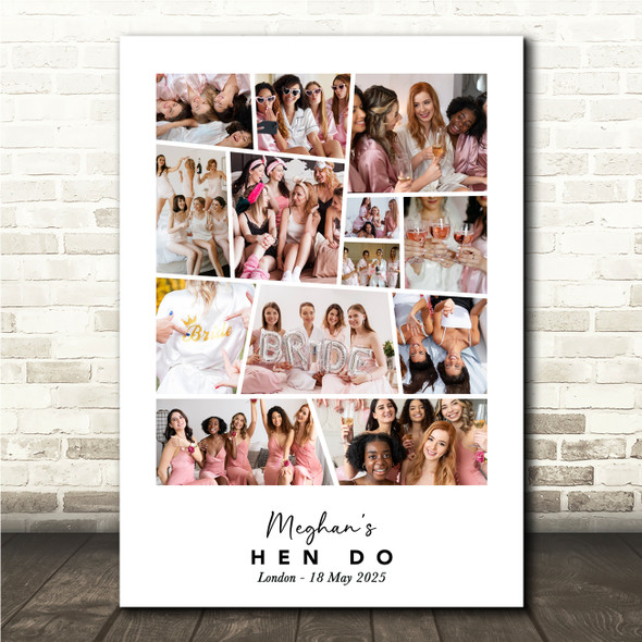 Photo Collage Hen Do Personalised Gift For Bride 13-Photo Print Or Canvas