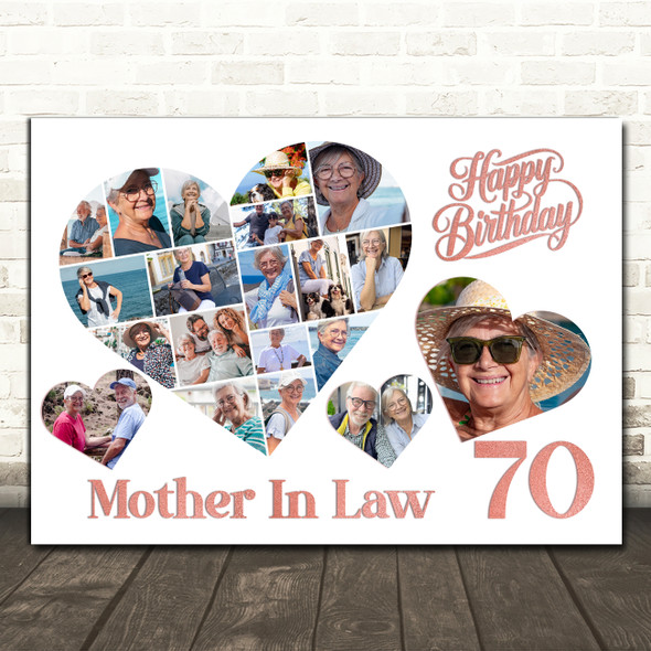 Photo Collage 70th Birthday Gift For Mother-In-Law 20-Photo s Print Or Canvas