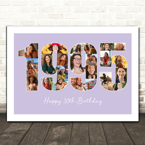 Photo Collage Purple Birthday Gift For Her 22-Photo Year 1995 Print Or Canvas