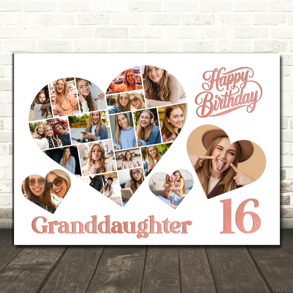 Photo Collage 16th Birthday Gift For Granddaughter 20-Photo s Print Or Canvas