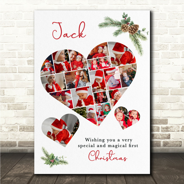 Photo Collage First Christmas Gift For Baby 19-Photo s Floral Print Or Canvas