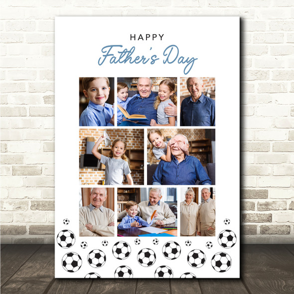 Photo Collage Custom Gift For Father's Day 8-Photo Footballs Print Or Canvas