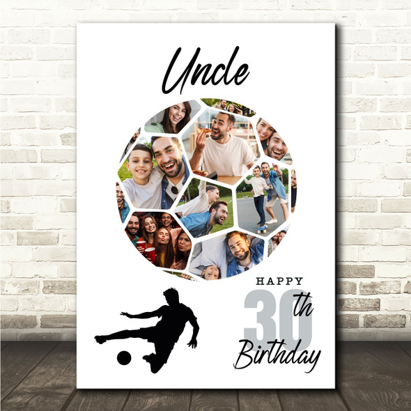 Photo Collage 30th Birthday Gift For Uncle 14-Photo Football Print Or Canvas