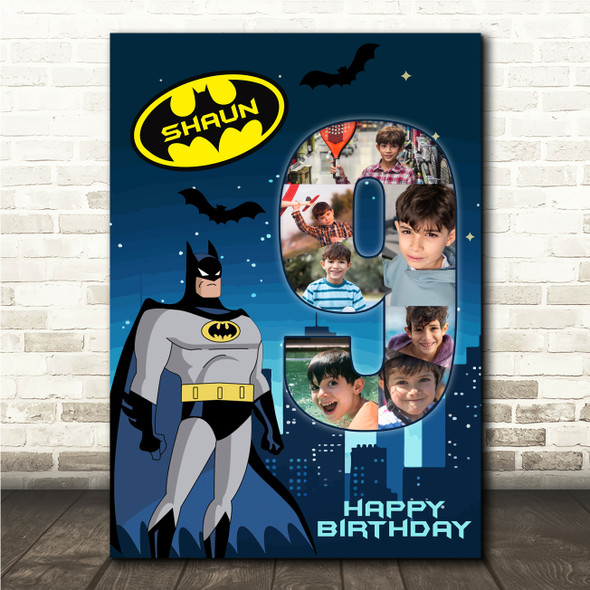 Photo Collage 7-Photo 9th Birthday Gift For Kids Boys Batman Print Or Canvas