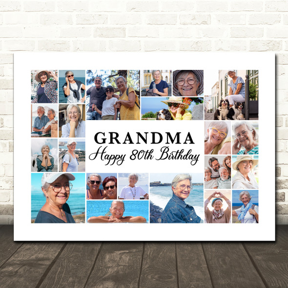 Photo Collage 80th Birthday Custom Gift For Grandma 22-Photo Print Or Canvas