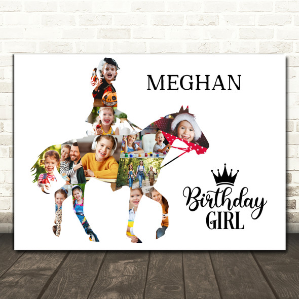 Photo Collage Kids Girls Birthday Custom Gift 12-Photo Horse Print Or Canvas
