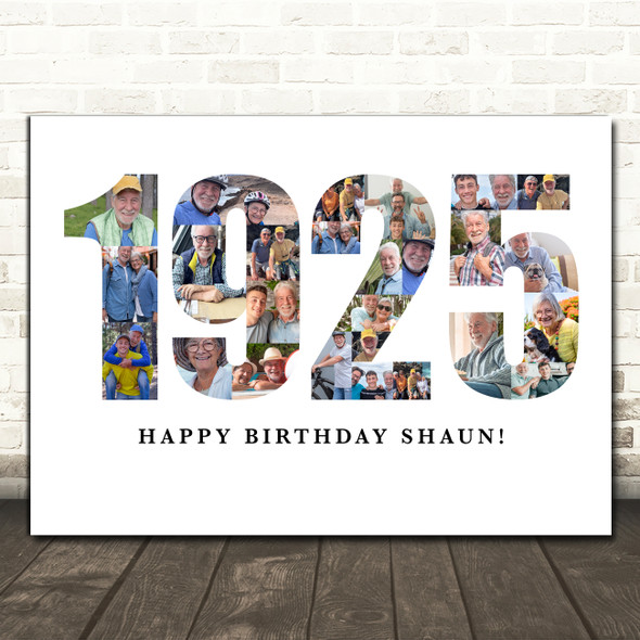 Photo Collage White 26-Photo Birthday Gift For Him Year 1925 Print Or Canvas