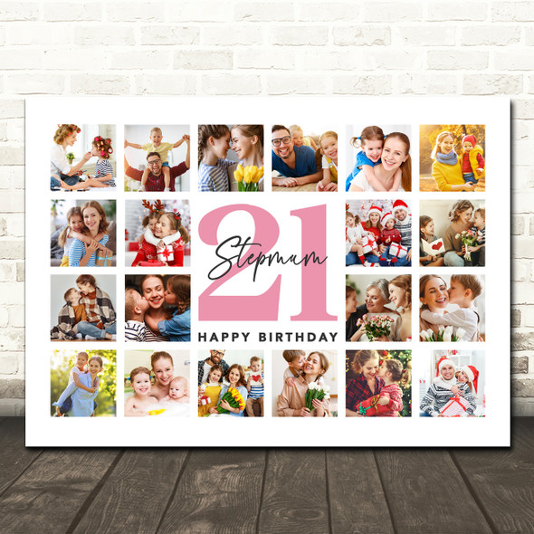 Photo Collage 21st Birthday Custom Gift For Stepmum 20-Photo Print Or Canvas