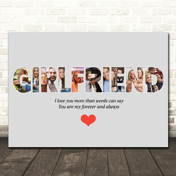 Photo Collage Grey 10-Photo Gift For Girlfriend Any Occasion Print Or Canvas