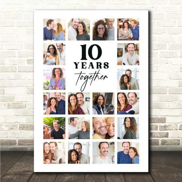 Photo Collage Wedding Anniversary Custom Gift 20-Photo White Print Or Canvas