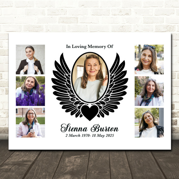 Photo Collage Memorial Custom Gift For Anyone 7-Photo Wings Print Or Canvas