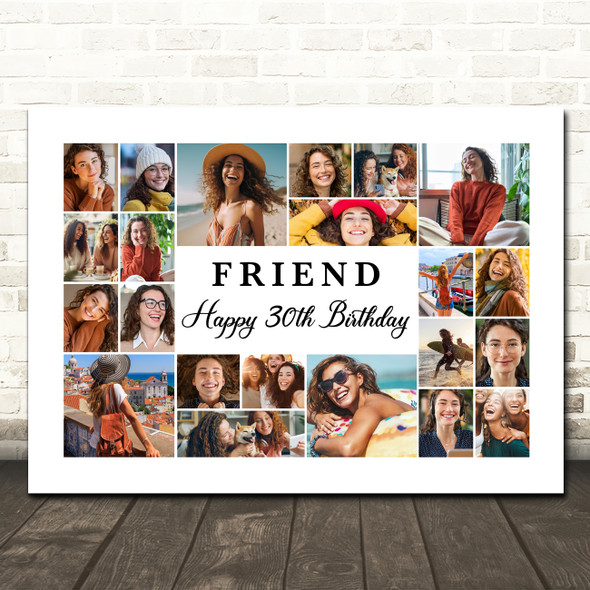 Photo Collage 30th Birthday Custom Gift For Friend 22-Photo Print Or Canvas
