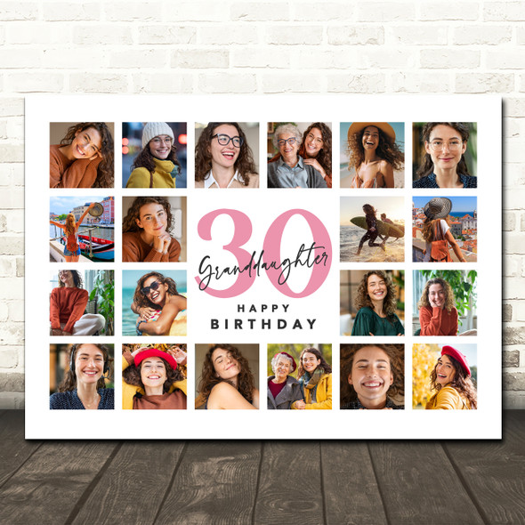 Photo Collage 30th Birthday Gift For Granddaughter 20-Photo Print Or Canvas