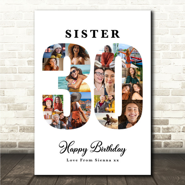 Photo Collage 30th Birthday Custom Gift For Her 18-Photo 30 Print Or Canvas