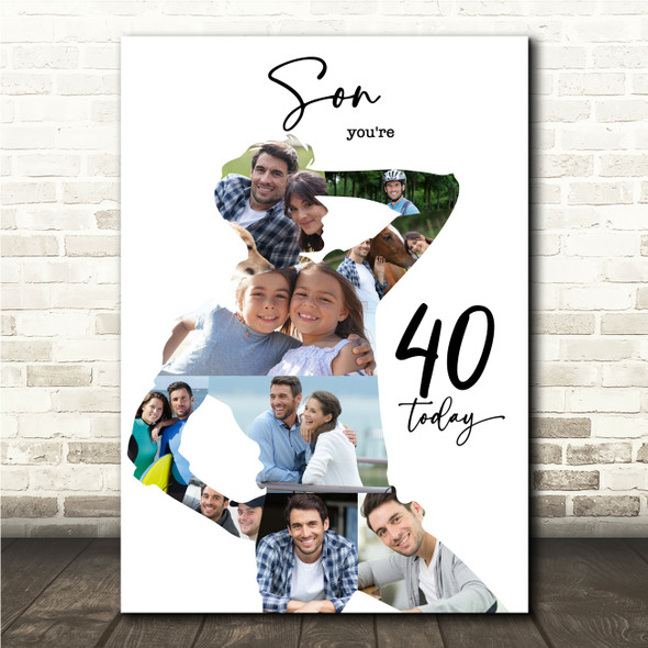 Photo Collage 40th Birthday Custom Gift For Son 9-Photo Man Print Or Canvas