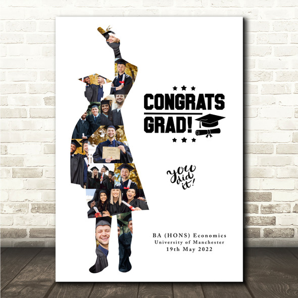 Photo Collage Graduation Gift For Student 12-Photo Male Graduate Print Or Canvas