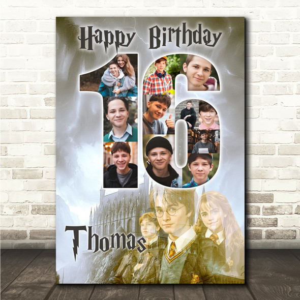 Photo Collage 11-Photo 16th Birthday Gift For Boys Harry Potter Print Canvas