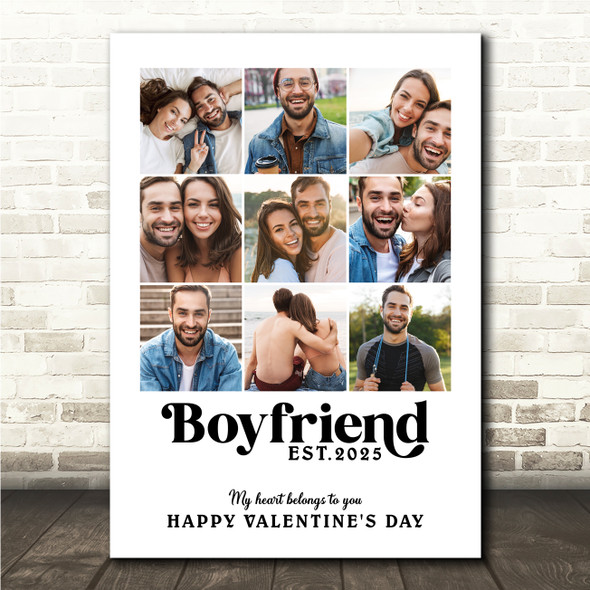 Photo Collage Valentine's Day 9-Photo Custom Gift For Boyfriend Print Or Canvas