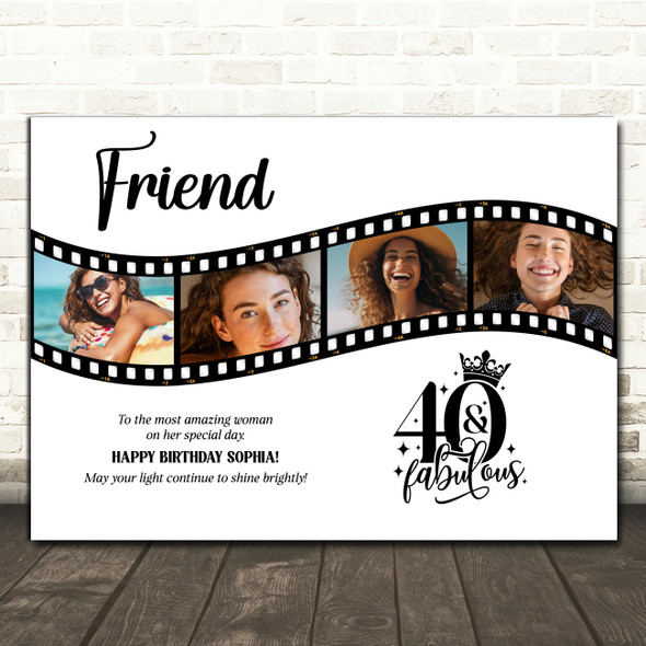 Photo Collage 40th Birthday Gift For Friend 4-Photo Camera Film Print Or Canvas Photo Collage 40th Birthday Gift For Friend 4-Photo Camera Film Print Or Canvas