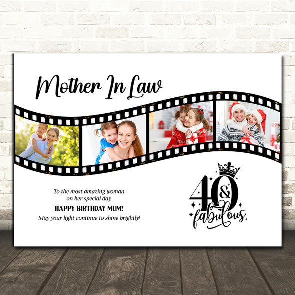 Photo Collage 40th Birthday Gift For Mother-In-Law 4-Photo Film Print Or Canvas Photo Collage 40th Birthday Gift For Mother-In-Law 4-Photo Film Print Or Canvas