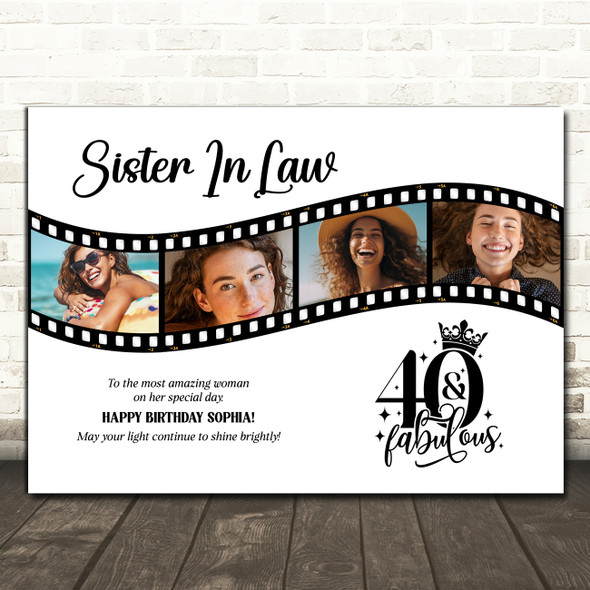 Photo Collage 40th Birthday Gift For Sister-In-Law 4-Photo Film Print Or Canvas Photo Collage 40th Birthday Gift For Sister-In-Law 4-Photo Film Print Or Canvas