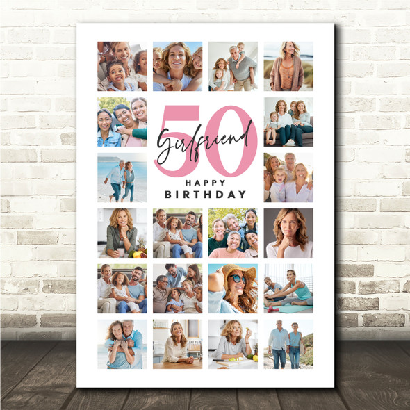 Photo Collage 50th Birthday Custom Gift For Girlfriend 20-Photo Print Or Canvas