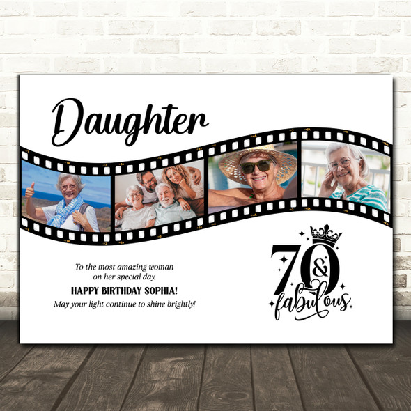 Photo Collage 70th Birthday Gift For Daughter 4-Photo Film Reel Print Or Canvas