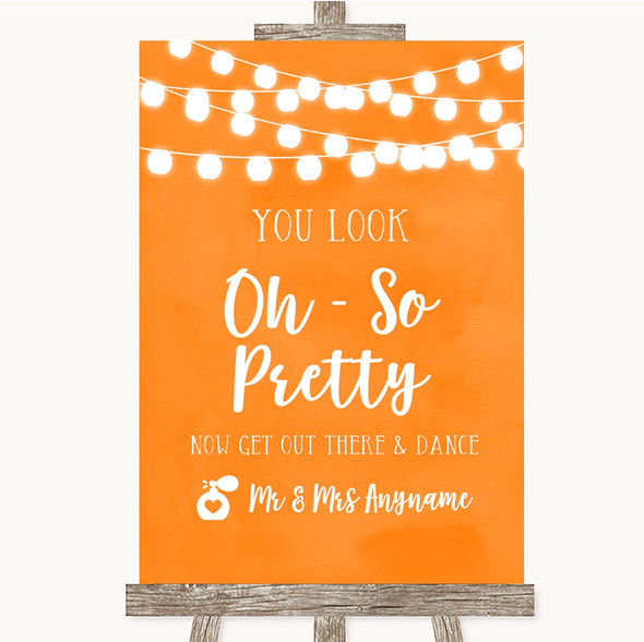 Orange Watercolour Lights Toilet Get Out & Dance Personalised Wedding Sign