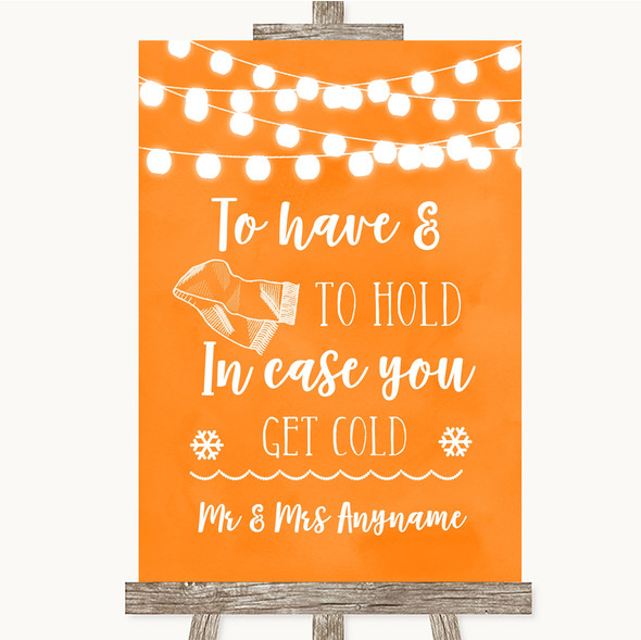 Orange Watercolour Lights Wedding Blanket Scarf Personalised Wedding Sign