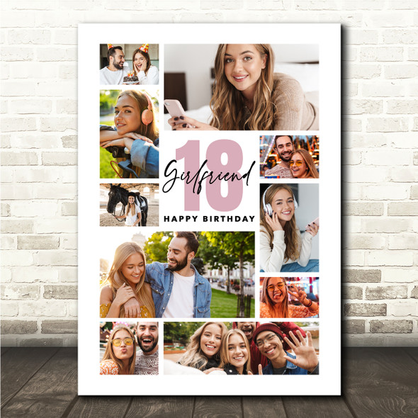 Photo Collage 18th Birthday Custom Gift For Girlfriend 10-Photo Print Or Canvas