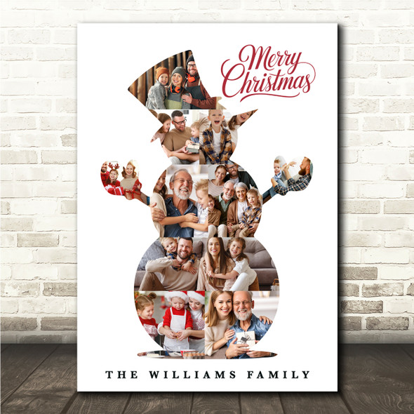 Photo Collage Christmas Custom Gift For Anyone 10-Photo Snowman Print Or Canvas