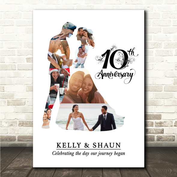 Photo Collage 10th Wedding Anniversary Custom Gift Photo Couple Print Or Canvas
