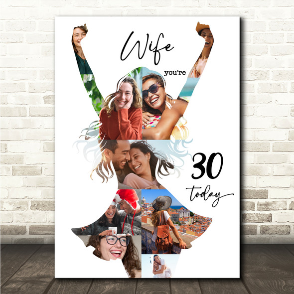 Photo Collage 30th Birthday Custom Gift For Wife 9-Photo Women Print Or Canvas