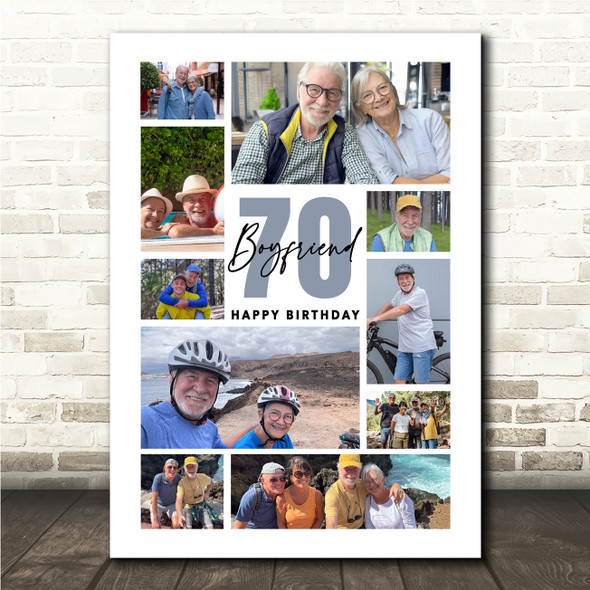 Photo Collage 70th Birthday Custom Gift For Boyfriend 10-Photo Print Or Canvas