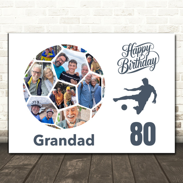 Photo Collage 80th Birthday Gift For Grandad 14-Photo Football Print Or Canvas Photo Collage 80th Birthday Gift For Grandad 14-Photo Football Print Or Canvas