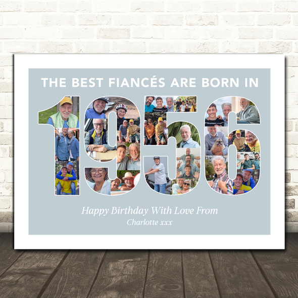 Photo Collage Blue Birthday Gift For Fiance 24-Photo Year 1956 Print Or Canvas