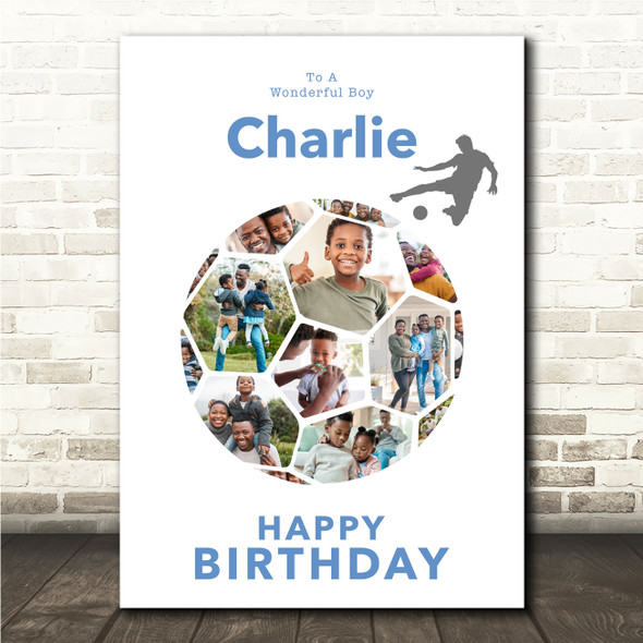 Photo Collage Kids Boys Birthday Custom Gift 14-Photo Football Print Or Canvas