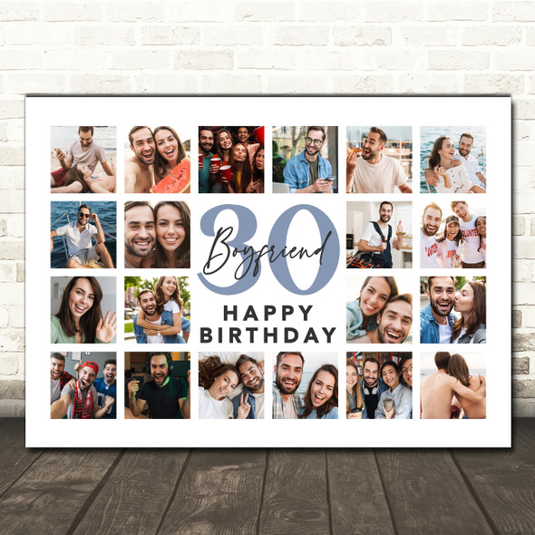 Photo Collage 30th Birthday Custom Gift For Boyfriend 20-Photo Print Or Canvas