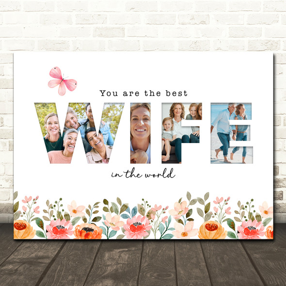 Photo Collage Floral 4-Photo Custom Gift For Wife Any Occasion Print Or Canvas