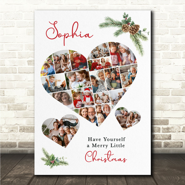 Photo Collage Christmas Gift For Anyone 19-Photo Hearts Floral Print Or Canvas