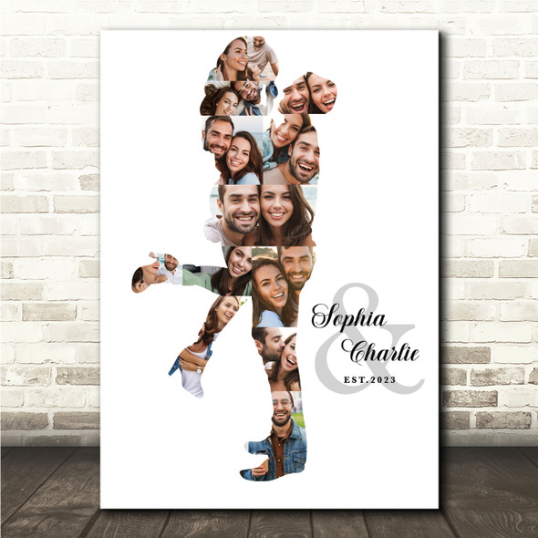 Photo Collage Valentine's Day Gift 12-Photo Man Holding Woman Print Or Canvas